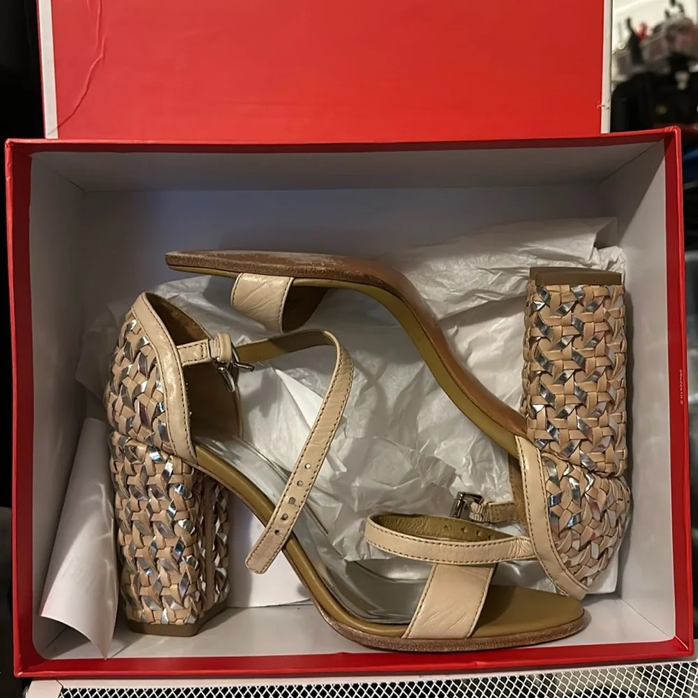 Coach Braided Block Heel Sandals